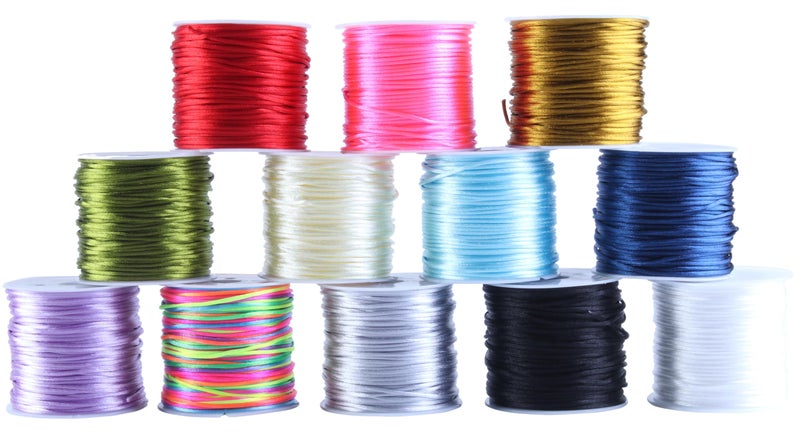 KONMAY 12 Colors Mixed 276 Yards 1.0mm Nylon Rattail Satin Silk Trim Cord Beading String for Chinese Knotting, Kumihimo, Beading, MacramÃ©, Jewelry Making, Mixed - Image 1